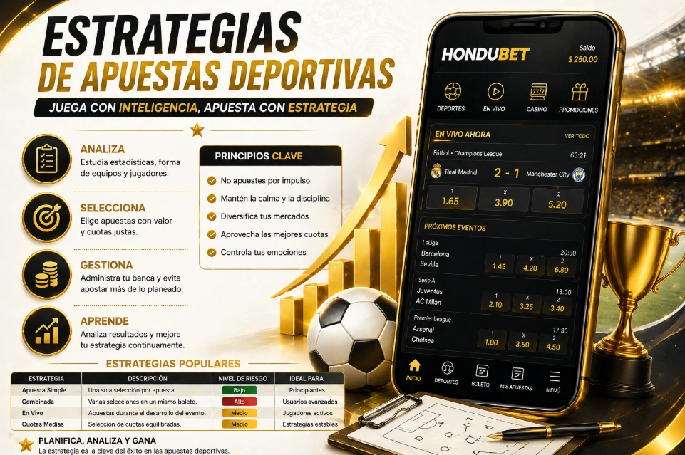Estrategias de apuestas deportivas Hondubet app guía móvil